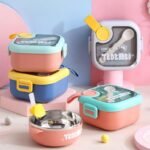 KidKart India Stainless Steel Lunch Box Children's Insulated Baby Baby Food Bowl with Spoon and Scissors Lunch Box - Image 5