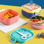 KidKart India Stainless Steel Lunch Box Children's Insulated Baby Baby Food Bowl with Spoon and Scissors Lunch Box - Image 2