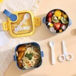KidKart India Stainless Steel Lunch Box Children's Insulated Baby Baby Food Bowl with Spoon and Scissors Lunch Box - Image 3