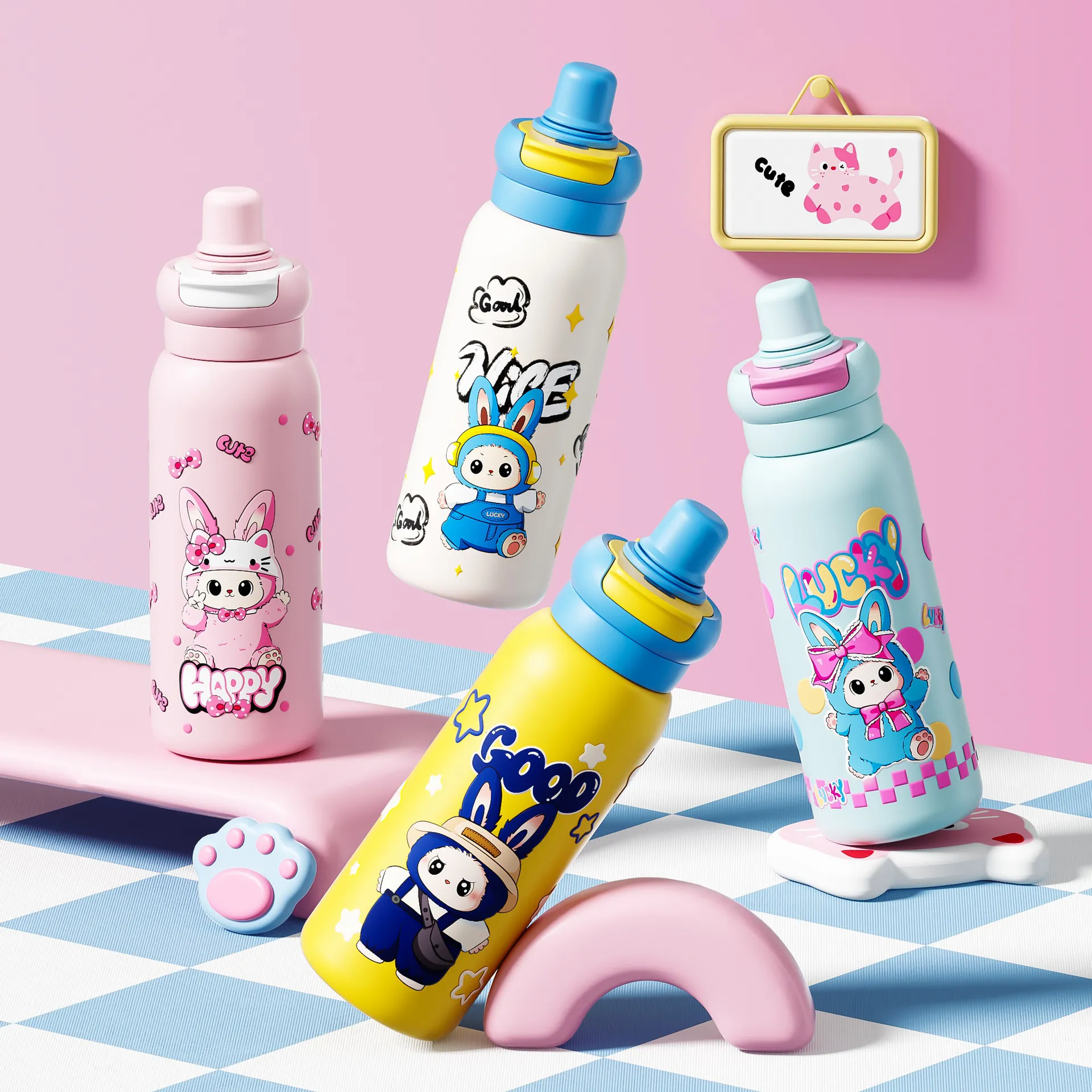 9af6aa30-2dc8-4df7-aac5-28cc607d7079 Kidkart India 21oz Insulated Stainless Steel Travel Cup - Portable Double-Wall Thermos for Hot & Cold Drinks, Cute Water Bottle - Image 1