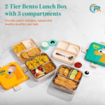 KidKart India Fun Dino Theme Stainless Steel Bento Lunch Box for School, 3-Compartment, Sauce Jar & a Spoon, Leak-Proof with Seal-Ring Design & Multiple Lock-Design Tiffin, Air-Tight - Image 4