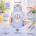 KidKart India Hot & Cold Straw Sipper Water Bottle For Toddlers Kids, And Adults With Strap. - Image 4