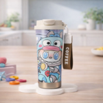 KidKart India Exactor Hot Selling Labubu Cartoon Random Color Printed Leakproof Insulated Travel Flask Stainless Steel Tumbler  (520 ml)