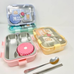 KidKart India Stainless Steel Bento Lunch Box, Leakproof Stainless Steel Lunch Box, Eco-Friendly Lunch Container, Leak-Proof Snacks Tiffin Box for School (3 Compartment Insulated Lunch Box) - Image 2