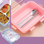 KidKart India Stainless Steel Bento Lunch Box, Leakproof Stainless Steel Lunch Box, Eco-Friendly Lunch Container, Leak-Proof Snacks Tiffin Box for School (3 Compartment Insulated Lunch Box) - Image 4