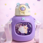 Cute Bear-Themed Kids Water Bottle with Straw & Safety Lock - Image 3