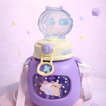 Cute Bear-Themed Kids Water Bottle with Straw & Safety Lock - Image 2