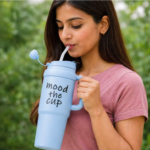 Mood The Cup Insulated Water Bottle | Stainless Steel Tumbler with Handle and Straw | Double Insulated Cup 100% Leak Proof for Office & Gym - Image 3